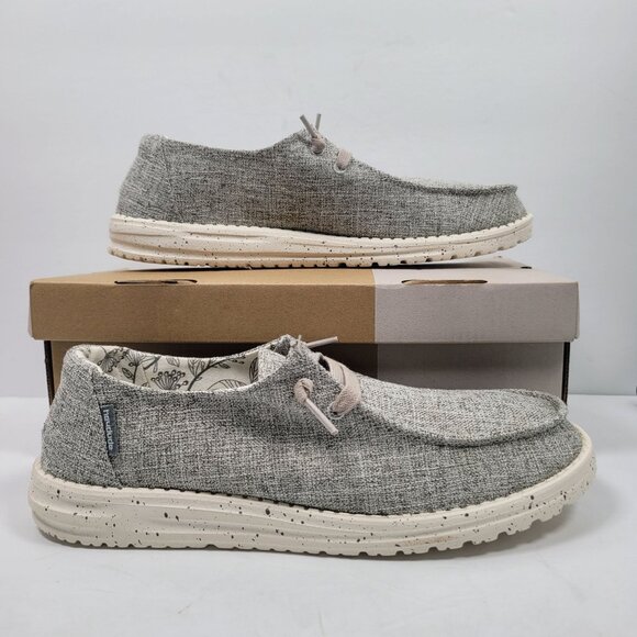 Hey Dude Shoes - Hey Dude Wendy Linen Iron Women's Gray Casual Shoes US Size 10
